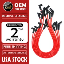 HEI RED Spiral Core SPARK PLUG WIRES 45 DEGREE END For BBC CHEVY 396-427-454-502