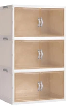 3 Pack - Collapsible Storage Cabinet - Foldable Storage Bins with Doors - 96 QT