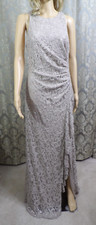 Alex Evenings Women's Ruffle Sequin Lace Gown Size 8 in Buff beige NWT