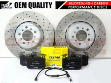 FOR BMW M4 REAR SLOTTED DRILLED BRAKE DISCS TEXTAR OEM PADS WIRE SENSOR 370mm