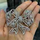 Brooch Pin 14K White Gold Plated 2.10Ct Round Cut Real Moissanite Bowknot Charm