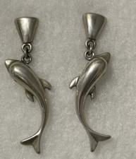 STERLING SILVER DANGLING DOLPHIN EARRINGS