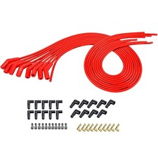 Spark Plug Wires Spiral Core 8.5mm Red 45 Degree Boots Universal Set V8 W Looms