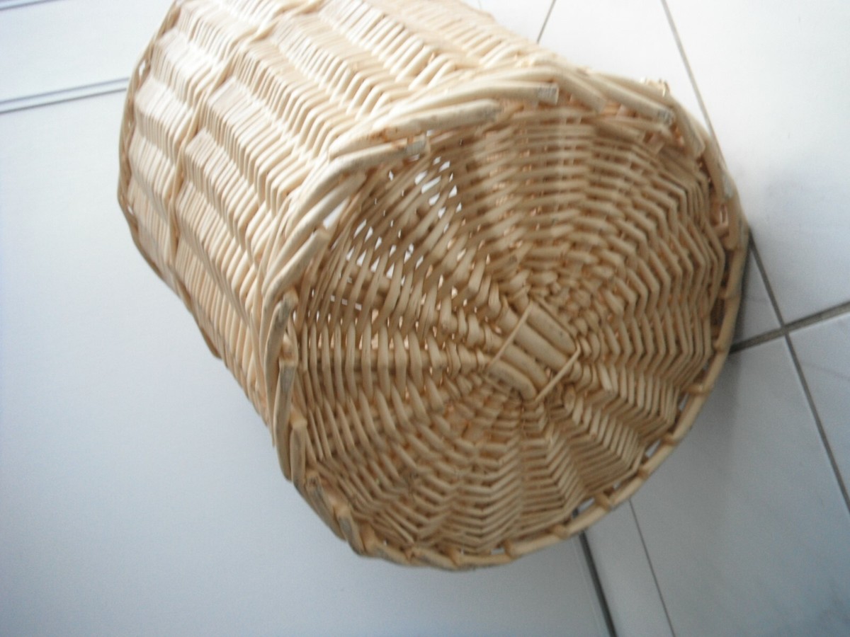 Grand Panier Rond En Osier Doublé – 53 Cm Haut, 51 Cm Diam, Pour Linge Ou Jouets