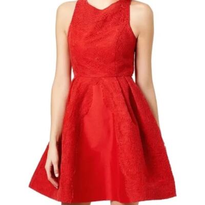 knee length dresses for ladies Georgina Lace Midi Dress in Red by ML Monique Lhuillier main image 1