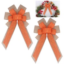 Burlap Bows 2 Pack Pre-Tied 15.7x8.7 Inch Tree Wreath Jute Farmhouse