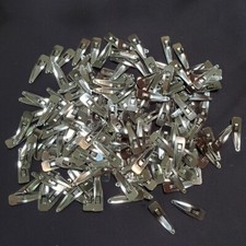 100 Snap Hair Craft Clips 30 mm/ 1 1/4 in - Silver Metal Tear Drop Shape w Hole