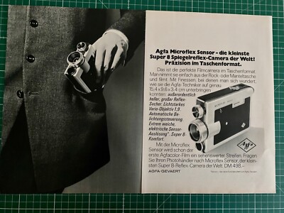 Agfa Microflex Sensor Super 8 Camera Original 1968 Vintage Werbung Reklame