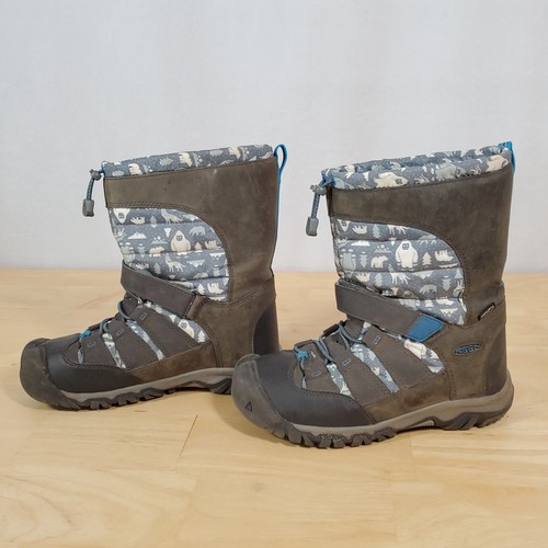 Keen Winterport Neo DT Waterproof Boot Sz 4 Yeti Print Steel Gray Brilliant Blue - Picture 4 of 9
