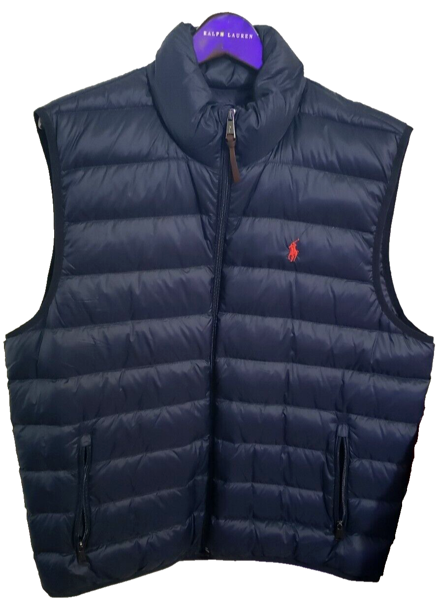 POLO RALPH LAUREN UOMO PONY BIANCO PIUMINO D'ANATRA GILET LEGGERO NUOVO CON ETICHETTE GIACCA (COLORE GRIGIO)