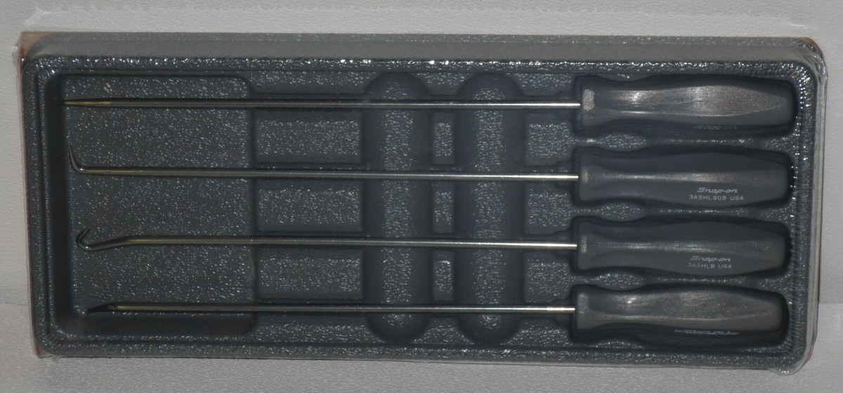 Snap-on Grey Handled 4pc Mini Awl & Pick Set Long Shank ASAL204BDT