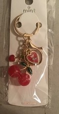 Purse Bag Charm Keychain Gold Cherries Hearts New and Sealed 
