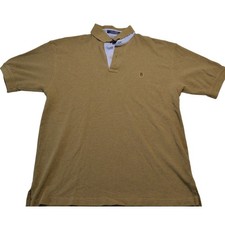 Tommy Hilfiger Men's Brown Short Sleeve Polo Shirt Vintage Crest Logo Large