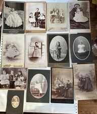 Collection of Antique Photos Cabinet Cards 1800s  Infants Children Siblings