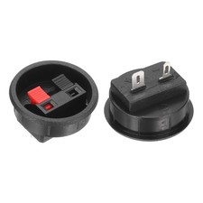 WP2-9D 2 Way Black Red Round Speaker Box Terminal Clip, Pack of 2