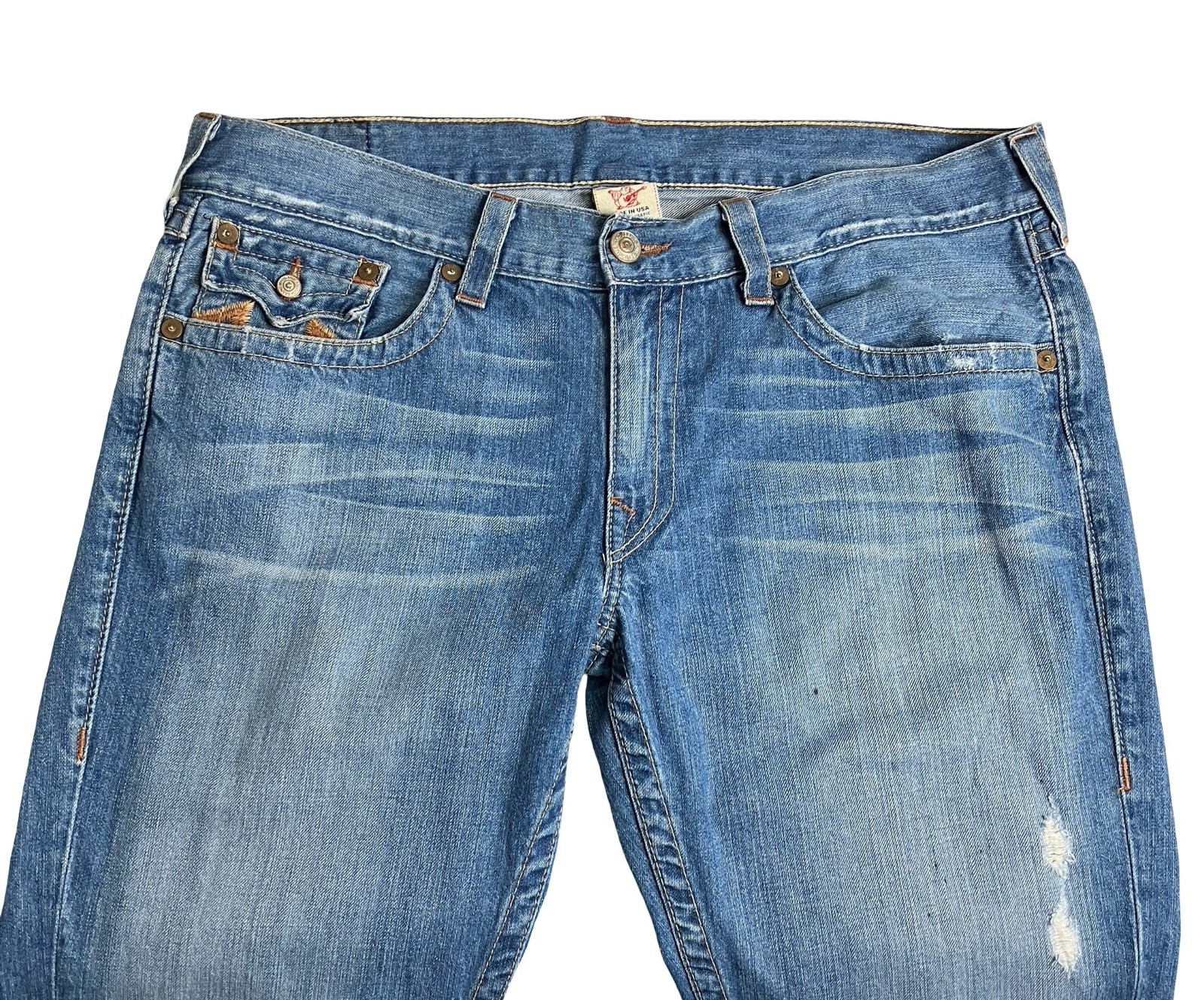 Vintage Y2K True Religion Jeans Mens 38x33 Straight Leg World Tour Made In USA thumbnail 3