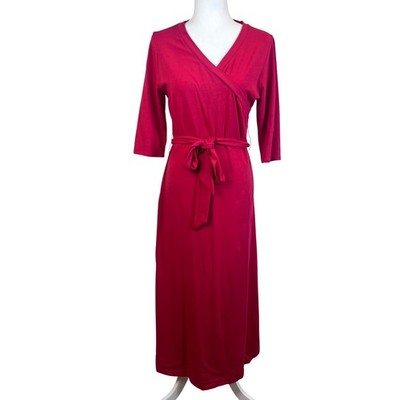 Soft Surroundings Red Faux Wrap Maxi Dress Medium Cotton Blend (B621)