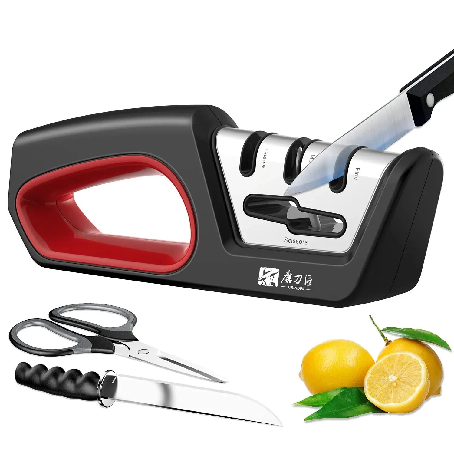4 in 1 Knife Sharpener Diamond Tungsten Ceramic Kitchen Scissors Sharpener