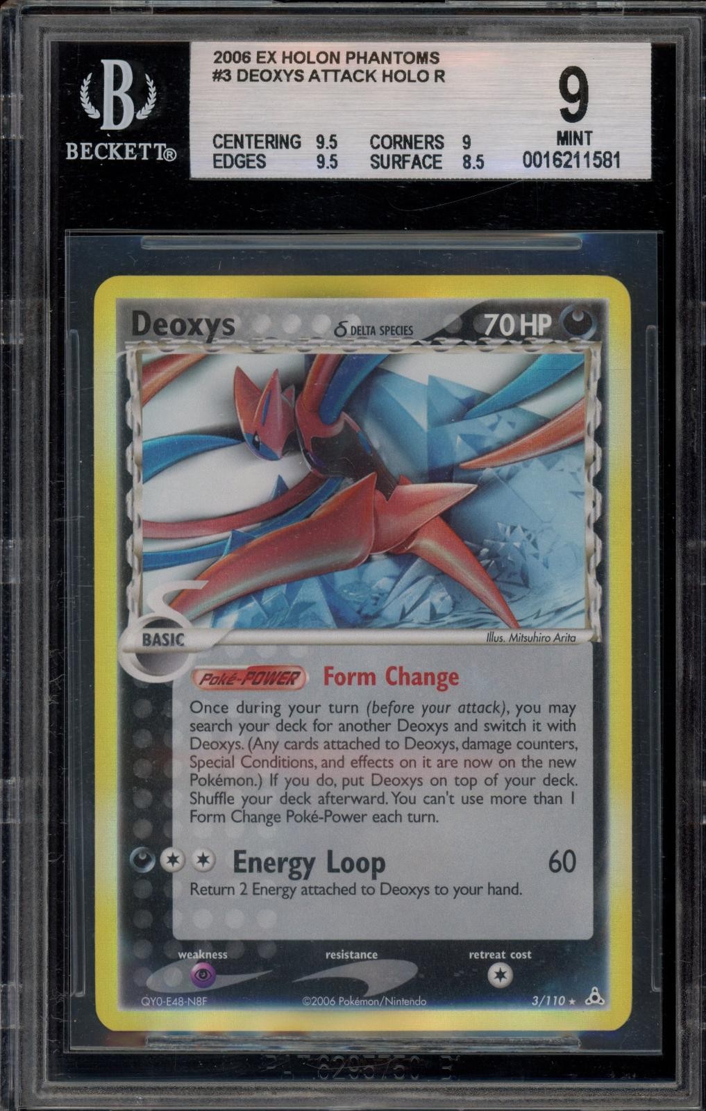 Pokemon Deoxys Attack Holo Rare EX Holon Phantoms #3 Bgs 9 Mint
