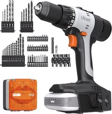 Cordless Drill Set 64-Piece, 2.0Ah Li‑ion, 13mm Chuck, 2-Speed, LED, Durable
