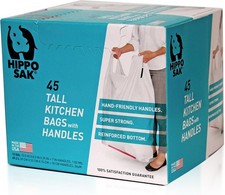 Kitchen Trash Bags 13 Gallon - Garbage Bags with Handles - 45 Count