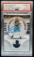 2020 Panini Noir Luka Doncic Dish Night Memorabilia Prime #/25 PSA 7 Auto 10