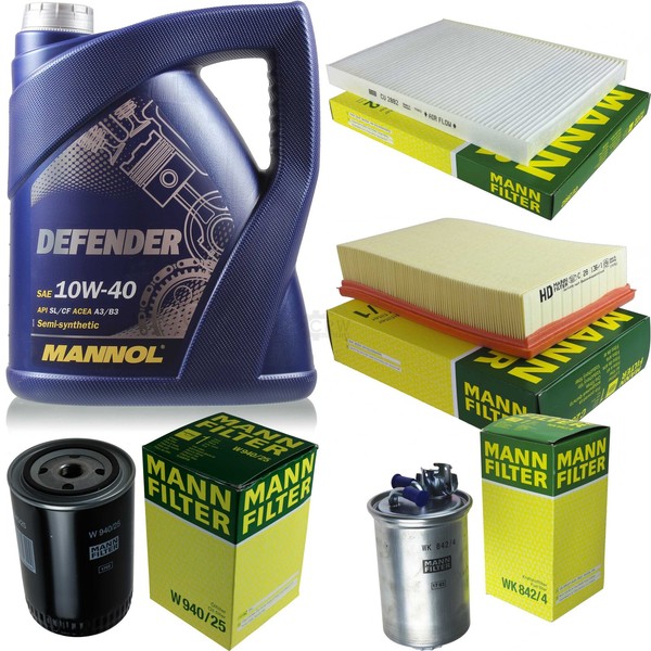 MANN-FILTER Inspektionspaket Mannol 5L Defender 10W-40 FüR Seat Ibiza Ii 1.9 D-image
