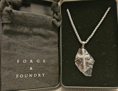 Forge & Foundry Silver-toned Stainless Steel Cross Necklace New In Box