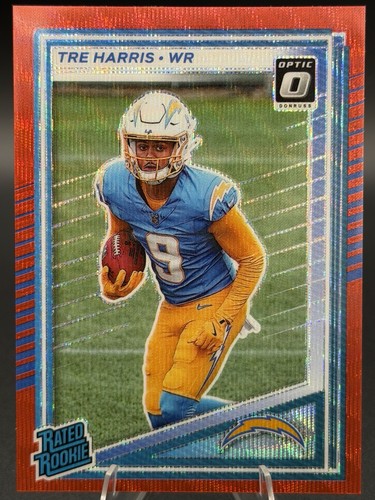 2025 Panini Donruss - Rated Rookie Tre Harris #329 Optic Preview Red Wave Prizm