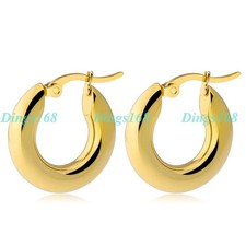 Designer Inspired Real 18K Yellow Gold Filled 1" Medium Solid Hoop Earrings K141