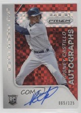2015 Panini Prizm Auto Red Power Prizm 65/125 Rusney Castillo #39 Auto uk2