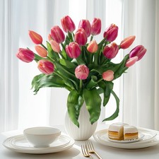 20 PCS Artificial PU Tulips Bouquet with Gift Box for Party Wedding Home Decor