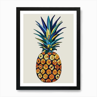 Ananas 3 Kunstdruck gerahmt Wandbild Poster Leinwanddruck Bild