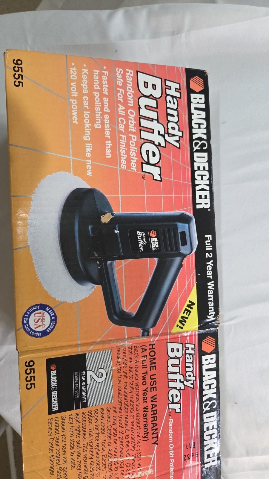 Black & Decker Handy Wax Buffer Orbit Polisher Electric Cord