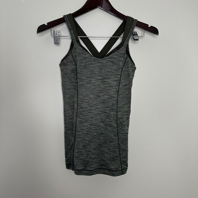 Lululemon Women's Run For Gold Dark Green Heathered Crisscross Strap Tank 4