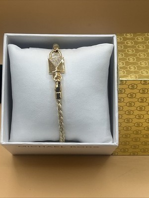 Michael Kors MKC10469Gold Tone Sterling Silver Rope Bracelet Adjustable NWT $175