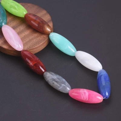10pcs Rugby Oval Shape 31x12mm Resin Plastic Loose Beads For Jewelry Making DIY - Photo 1/4
