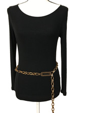 Women's Chain Belt Gold Medium-Large VTG Chunky Heavy Metal Hammered Classic