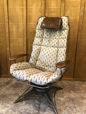 VINTAGE MID-CENTURY HOMECREST WIRE SWIVEL ROCKER LOUNGE CHAIR W