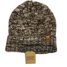 Frye  Co NEW Chocolate Brown Cable Knit Beanie Cuff Knitted Cap Hat NWT-OSFM