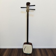 Vintage Black Shamisen Showa Era Traditional Japanese String Instrument