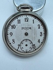 Vintage Ingraham Viceroy Silver Tone Mechanical Pocket Watch Parts/Repair
