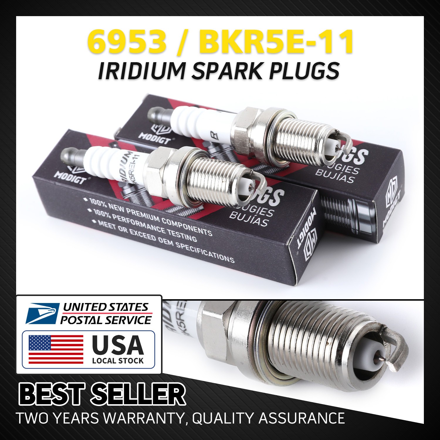 2Pcs For NGK Iridium Resistor Spark Plugs 6953 BKR5E-11 Premium Quality - USA