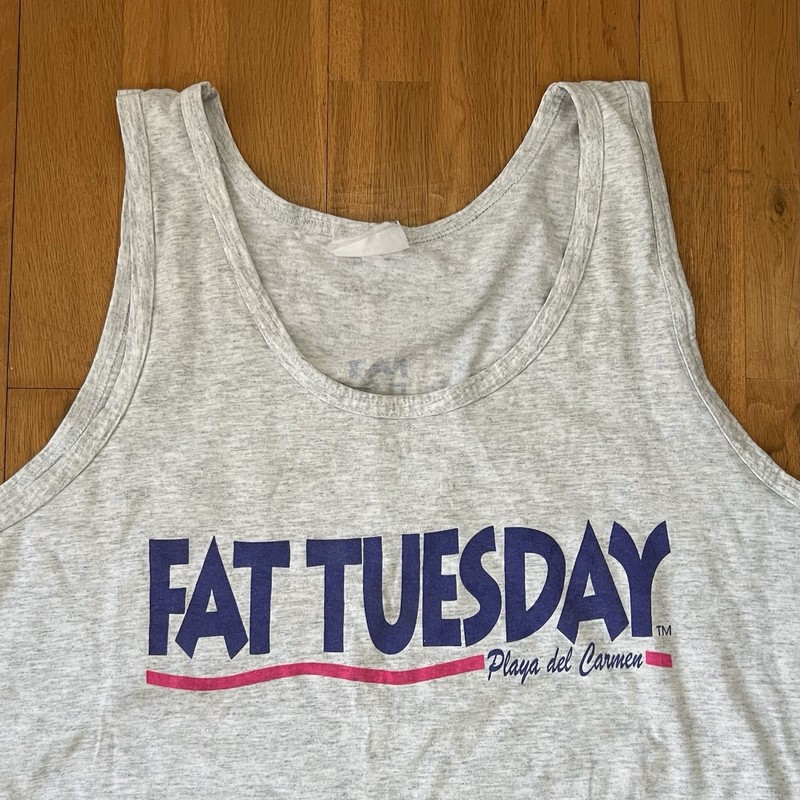 1998 Vintage Fat Tuesday Shirt XL 2XL - Tank Top Playa Del Carmen Mexico🍹