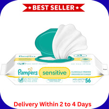 Pampers Baby Wipes Sensitive, Water Based Baby Wipes, 56 Wipes Total