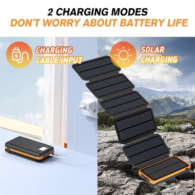 KEPEAK 46800mAh Solar Power Bank – Foldable 6-Panel Charger For Outdoor Camping, Dual USB + Wireless, Qi, Fast Charge