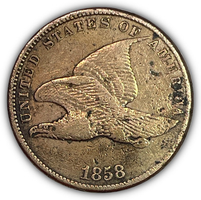 1858 Flying Eagle Cent Near Extremely Fine Near XF Coin, Cleaning #27804