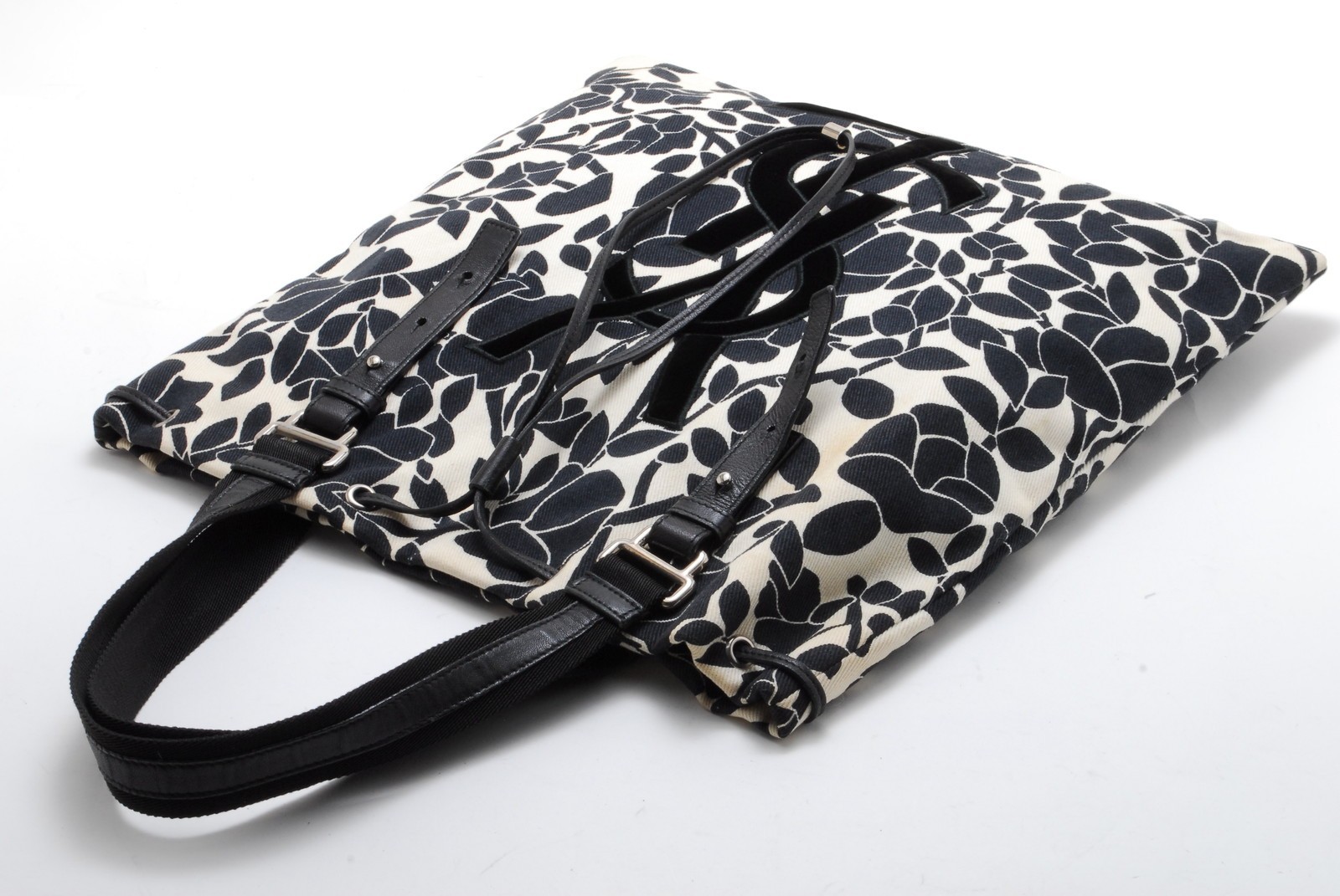 Borsa Yves Saint Laurent tote logo Kahara tela fiore