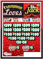 NEW pull tickets EVERYONE LOVES BLACKJACK - $2 Instant Tabs