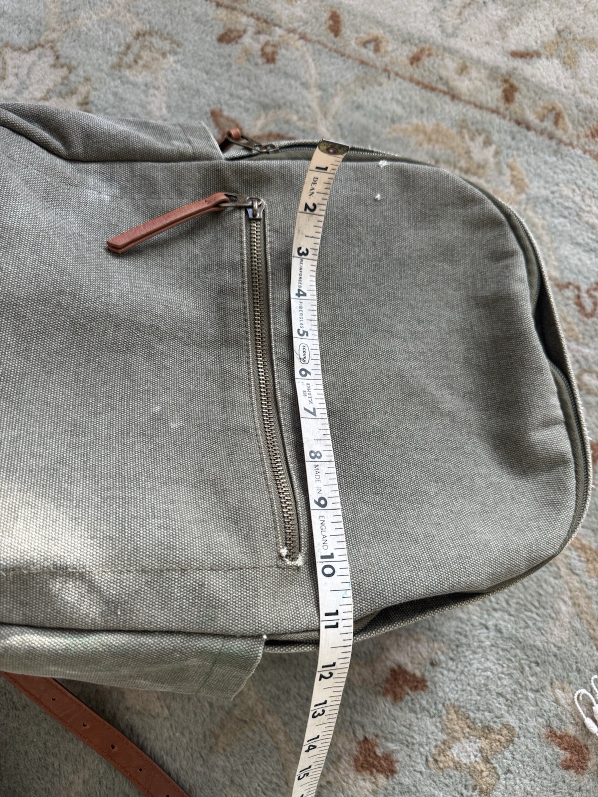 universal threads green canvas backpack with leat… - image 8